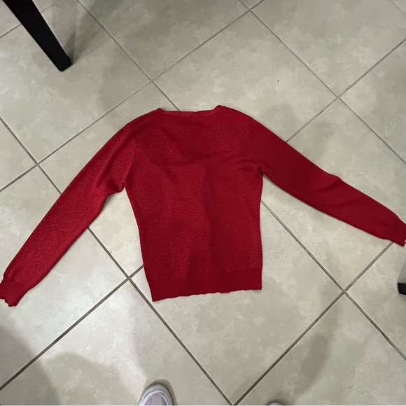 Women’s Joseph A  Size  XL Holiday Cardigan Sweater Red with sparkles - Picture 3 of 4